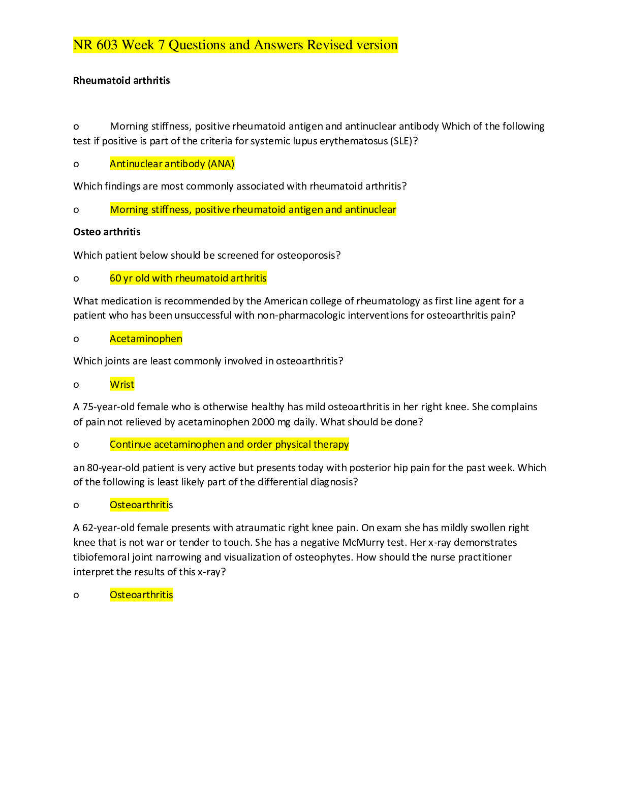 Preview of NR 603 Week 7 Quiz with Answers GRADED A